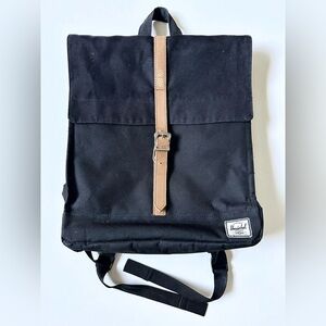 Herschel Supply Co. City Backpack Black LEATHER buckle strap